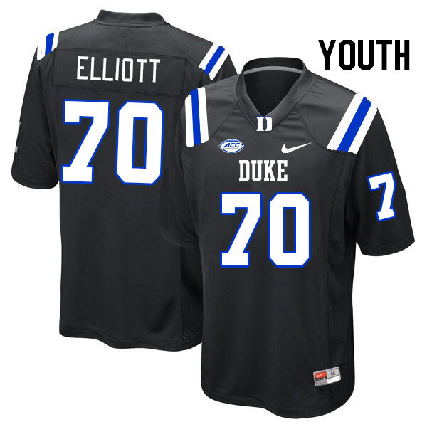 Youth #70 Scott Elliott Duke Blue Devils College Football Jerseys Stitched Sale-Black